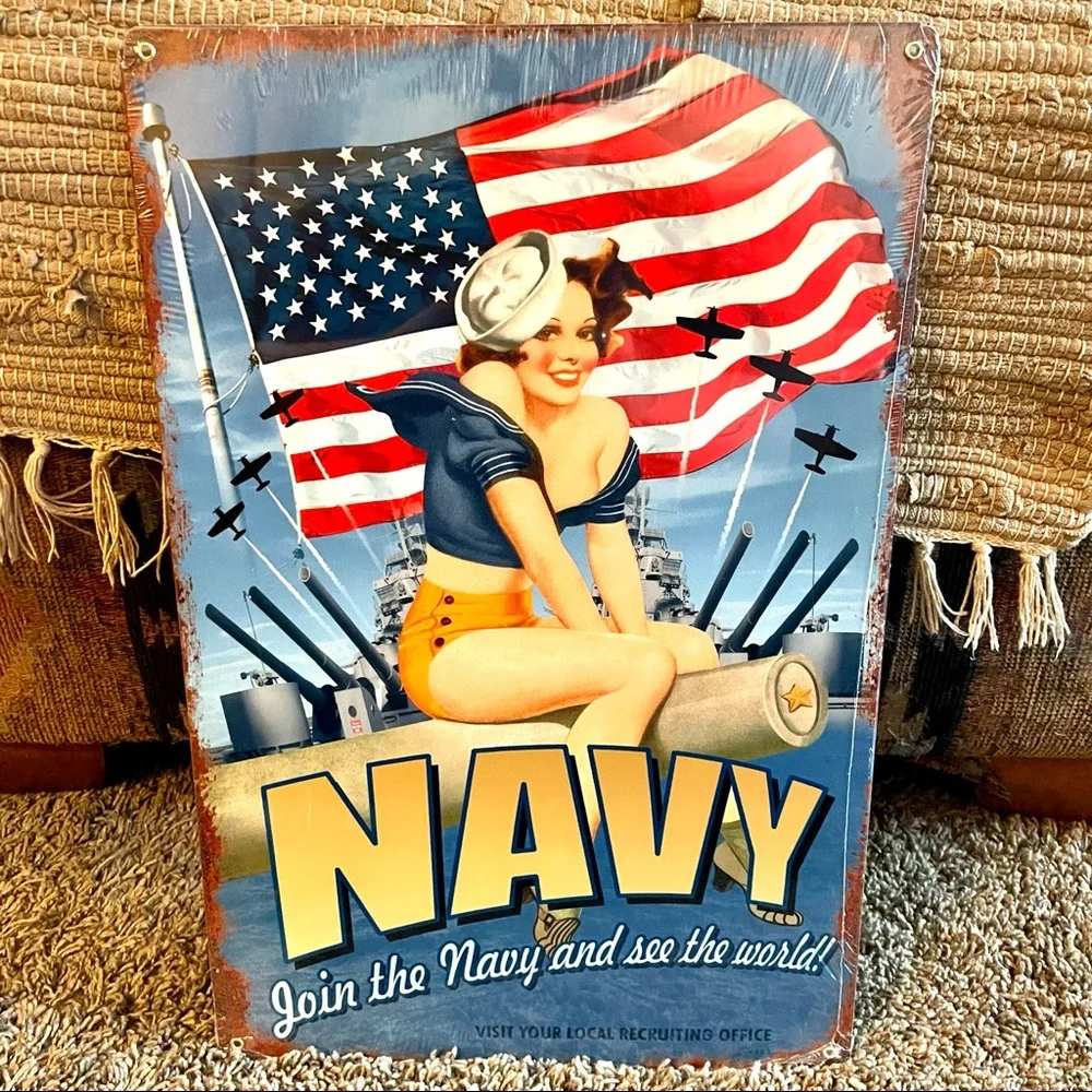 NEW Heavy Duty Steel Navy Join The Navy And See The World Metal Sign